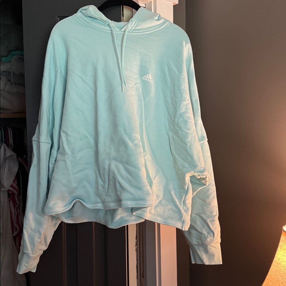 Adidas Mint Green Cropped Hoodie